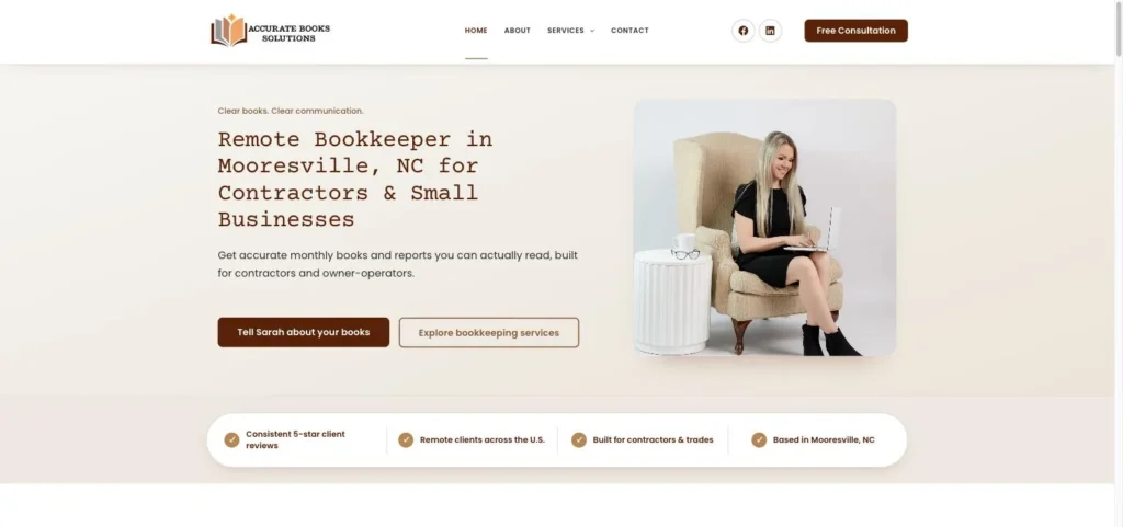 Accurate Books Solutions LLC website homepage built and optimized by Kris Robinson